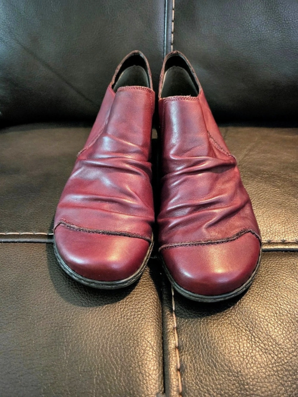Rieker Burgundy Ruched Ankle Boots EU 38